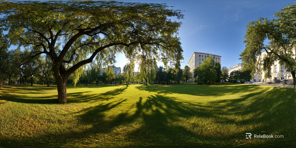 hdr blue sky white clouds lawn forest landscape texture