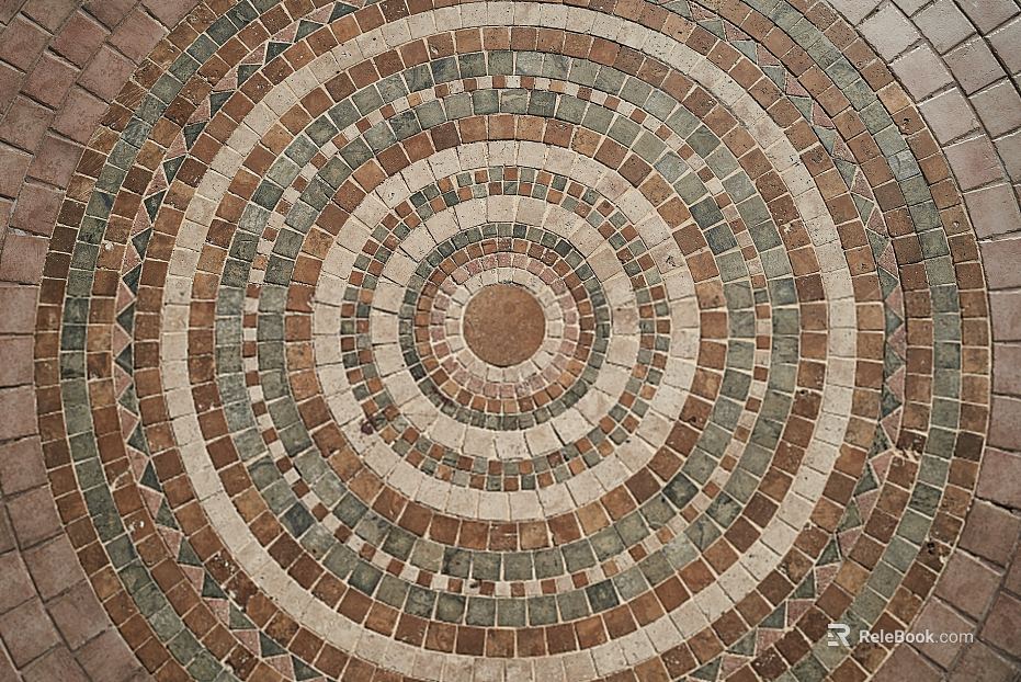 ground parquet round red brick texture