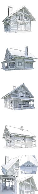 Log wind white wooden house residential building texture