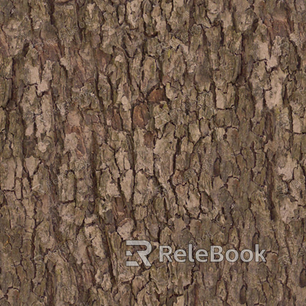 A close-up of weathered, rough tree bark, with deep fissures and uneven texture, showcasing nature's intricate patterns and resilience over time.