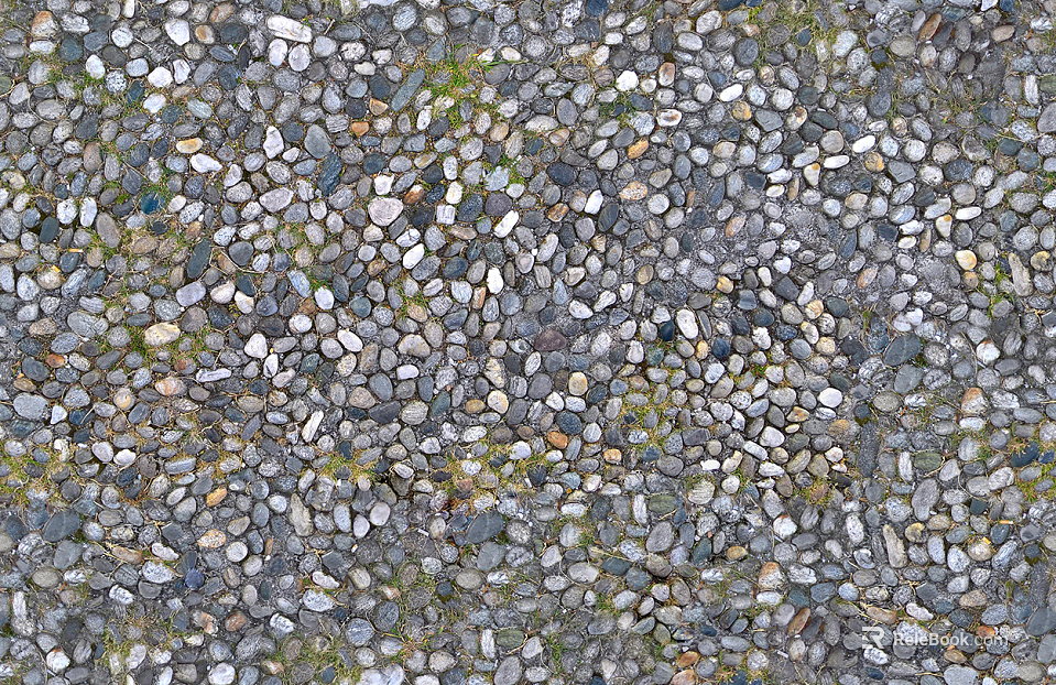 Pebble patchwork floor tile sidewalk road ground street square paving texture