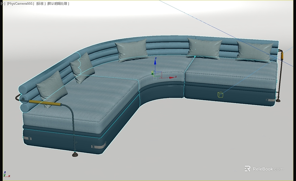 Modern Blue Curved Sofa texture