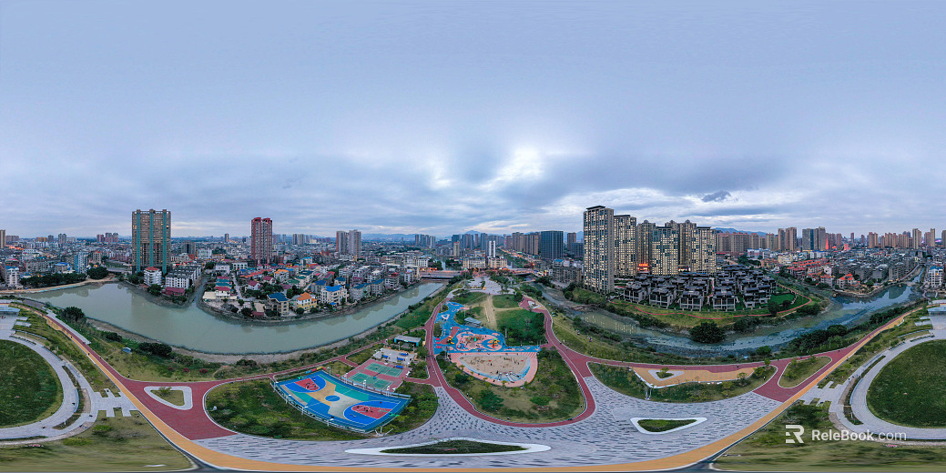 HDR City Eco Park Panorama texture