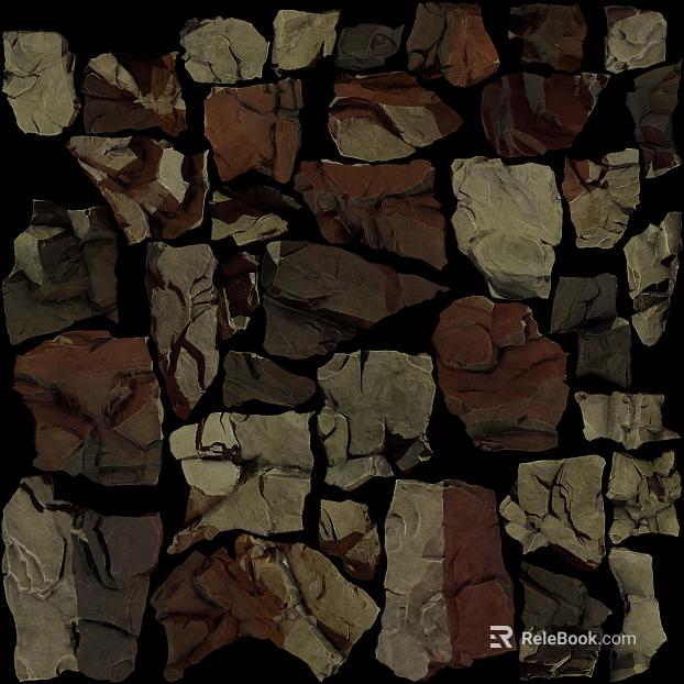 Brown gray variegated rubble exterior wall stone texture