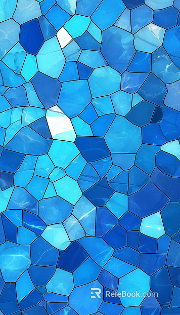 Light Luxury Blue Geometric Stained Pattern Glass texture