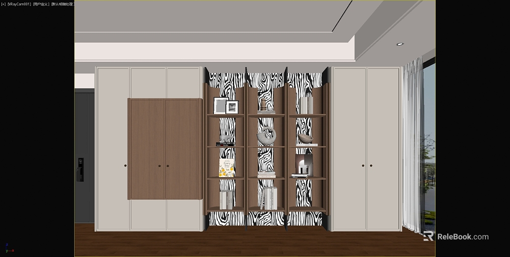 Modern Style Zebra Pattern Wooden Cabinet Living Room Storage Cabinet texture