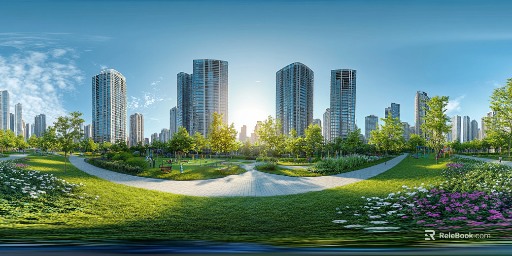 Modern Daytime Community Greening Panoramic HDR texture