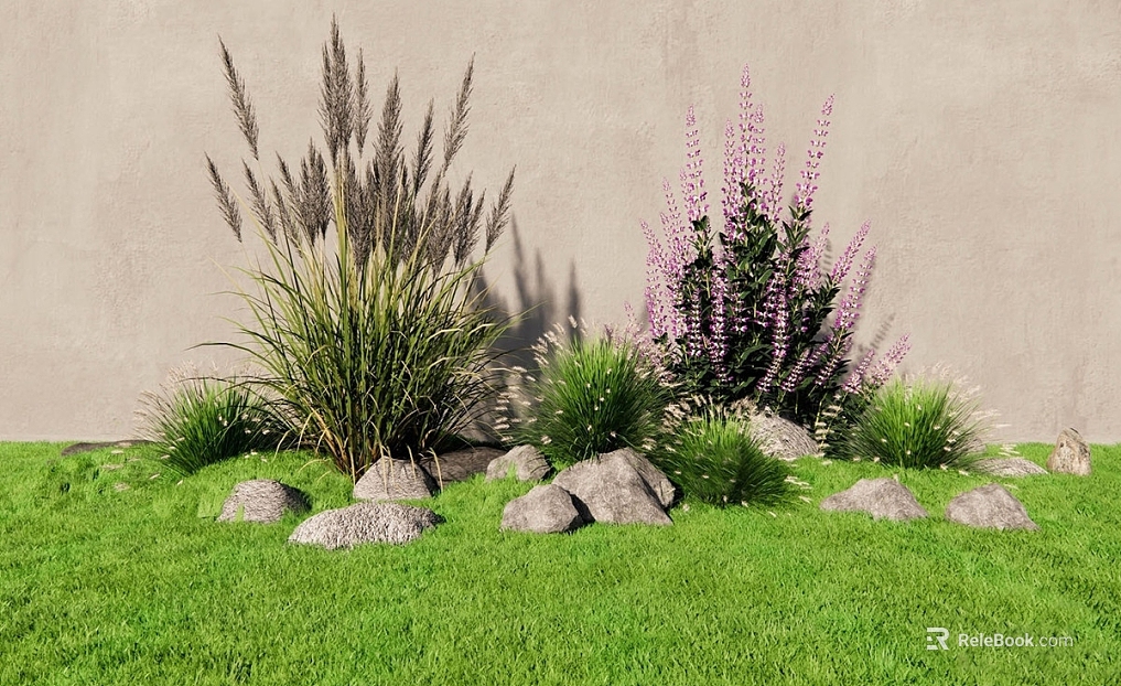 Green turf courtyard landscaping plants texture