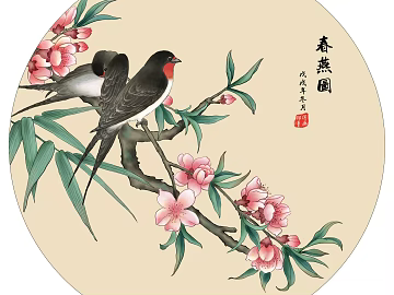flower-and-bird painting 3d model