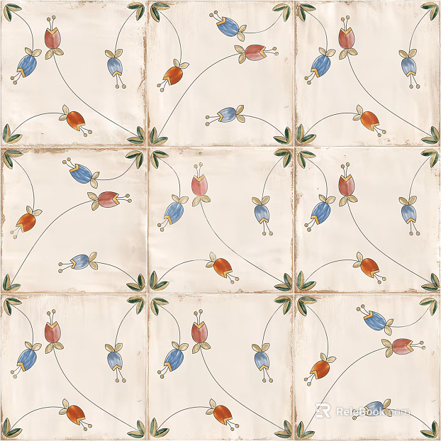 Cream floret pattern tile texture