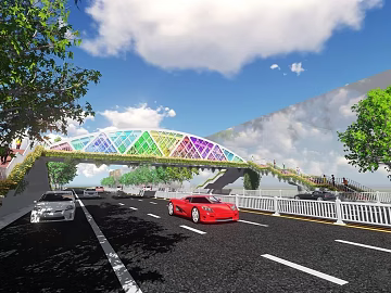 Modern color pedestrian bridge road scene texture (ID:ffaeh060334)