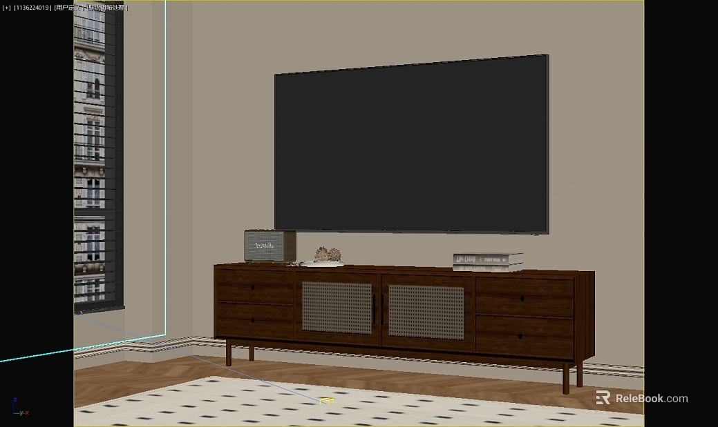 Deep Walnut Modern TV Cabinet texture