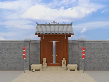 Chinese Red-brown Wooden Door Courtyard Entry Door texture (ID:ffaeh213121)