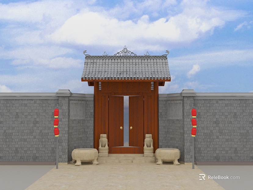 Chinese Red-brown Wooden Door Courtyard Entry Door texture