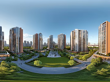 Clean Greenbelt City Panorama HDR texture (ID:ffach452950)