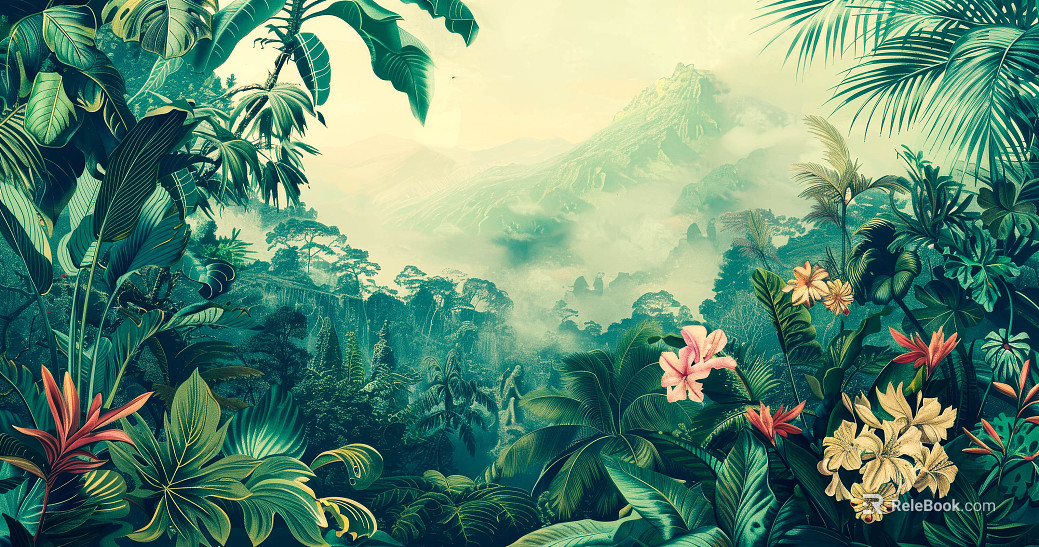 European Literary Plants Tropical Rainforest Wallpaper texture