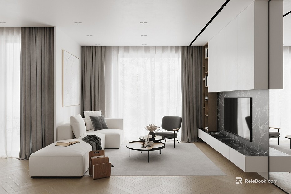 Very simple wind light gray living room space texture