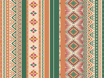 Traditional tribal textile patterns, bohemian-style embroidery, earthy yellow, brown. texture (ID:ffaeh899632)
