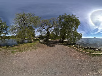Outdoor Sunny Day Waterfront Park Landscape Bridge HDR texture (ID:ffach285004)
