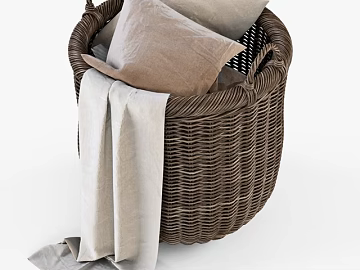 Dark Brown Rattan Storage Basket Bedroom Storage texture (ID:ffaeh366056)