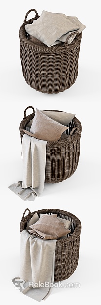 Dark Brown Rattan Storage Basket Bedroom Storage texture