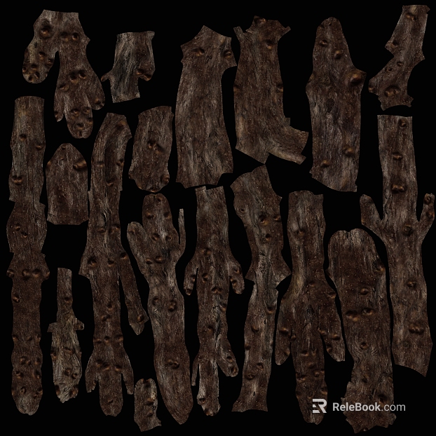 Decorative panel of dark brown nodule wood texture