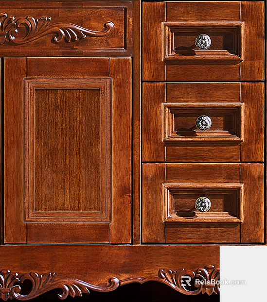 Wood cabinet solid color cabinet door panel texture