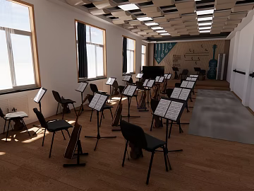 Modern style wooden music classroom texture (ID:ffaeh788494)