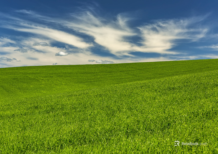 Modern Outdoor Landscape Blue Sky White Clouds Grassland Exterior texture