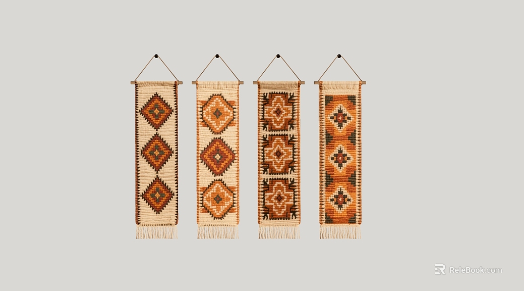 Ethnic Style Orange Brown Woven Tapestry Wall Decoration texture