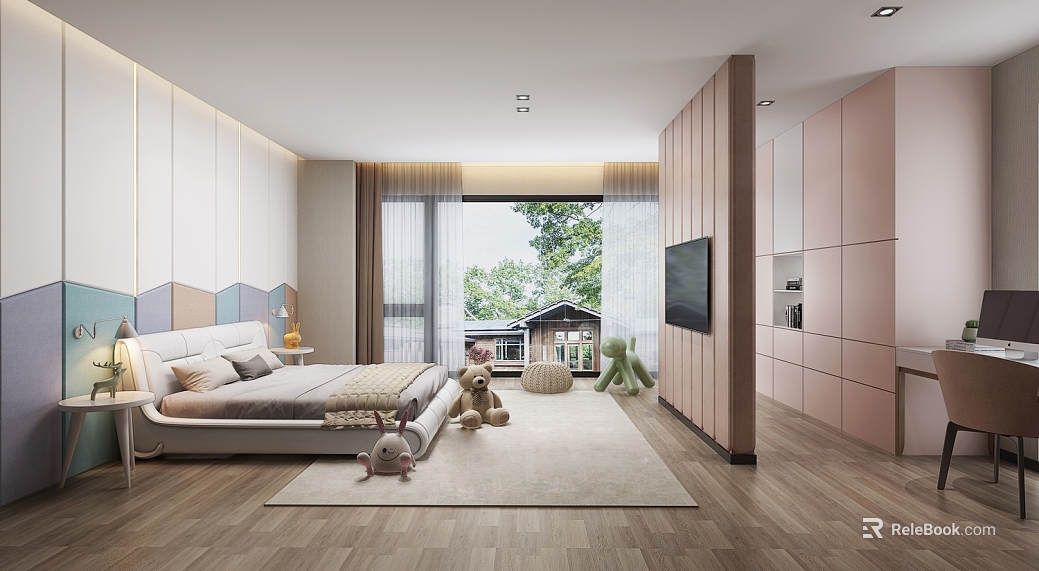 Modern Light Luxury Children's Room Bedroom Space texture