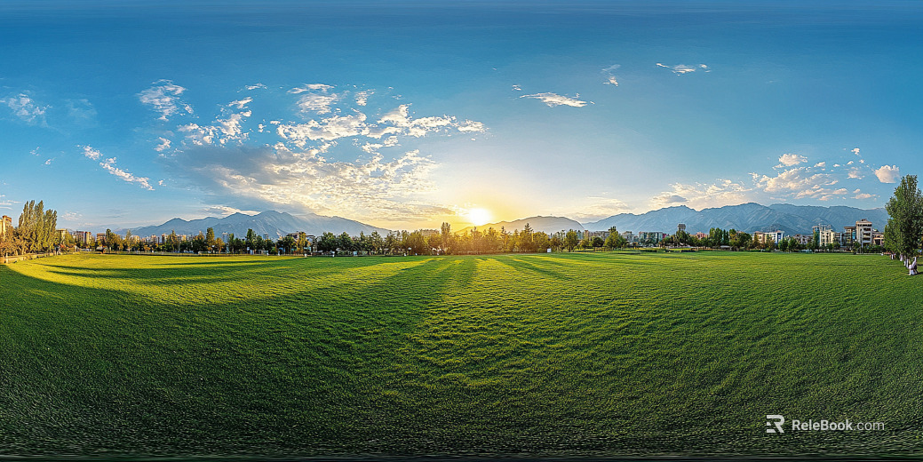Blue Sky White Clouds Far Mountain HDR Panorama texture