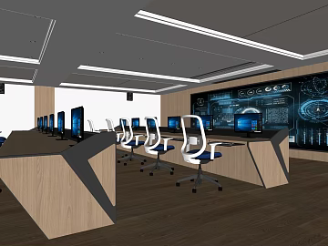 Modern Light Wood Command Center Office Scene texture (ID:ffaeh101601)