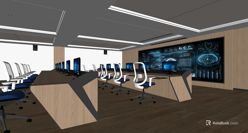 Modern Light Wood Command Center Office Scene texture
