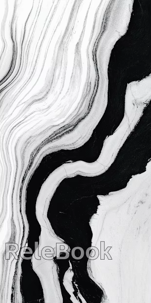 Water grain marble flow line black and white texture