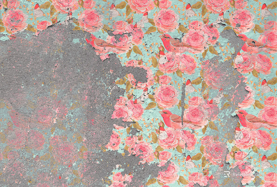 Printed plant wallpaper texture