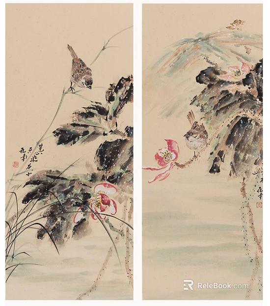 flower-and-bird painting texture