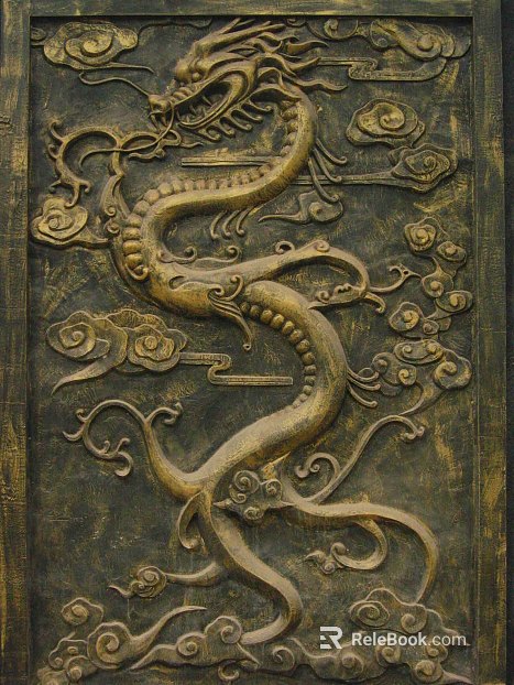 Bronze dragon embossed metal background wall texture