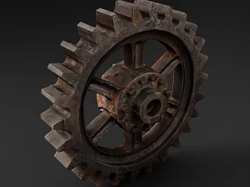 Dark brown old metal gear texture (ID:ffaeh325686)