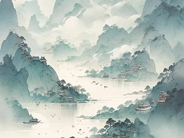 Wu Guanzhong Style Landscape Painting 3d model