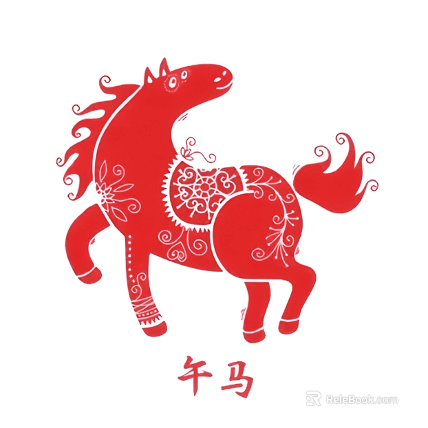 Red Paper-cut Wind Meridian Horse Decorative Painting texture