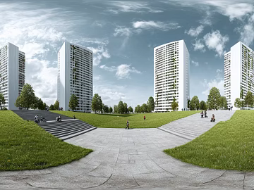 HDR clean atmosphere community green space panorama texture (ID:ffach631738)