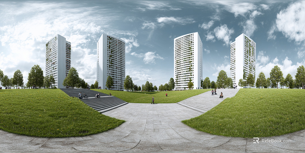 HDR clean atmosphere community green space panorama texture