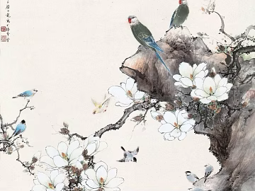 Chinese flower and bird painting texture (ID:ffach442056)