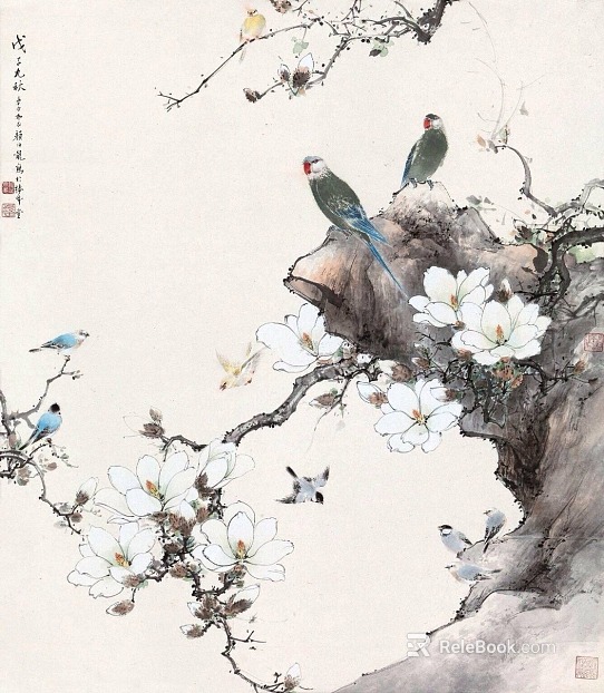 Chinese flower and bird painting texture
