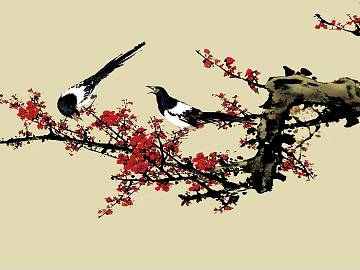 flower-and-bird painting 3d model