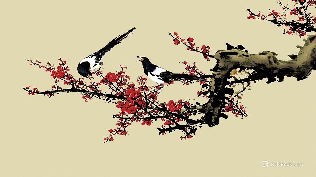 flower-and-bird painting texture
