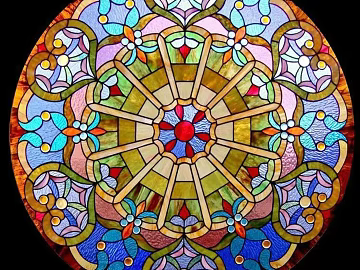 Round Retro Light Luxury Color Art Pattern Stained Glass texture (ID:ffach993720)