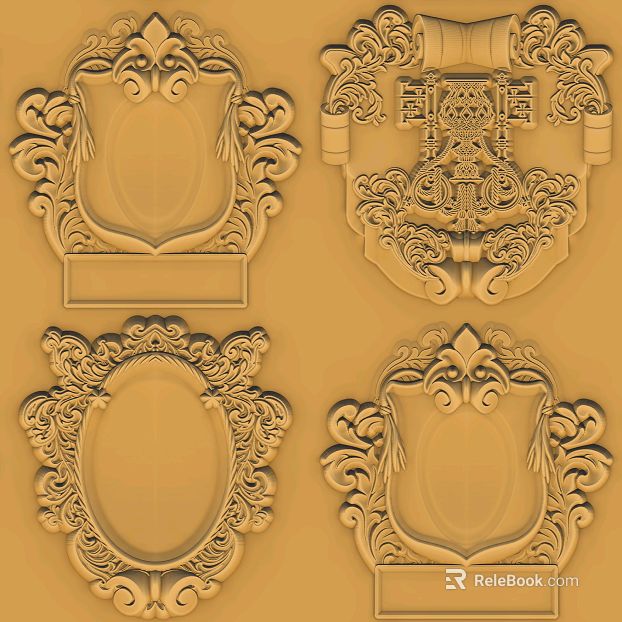 European-style beige wood carved decorative components texture