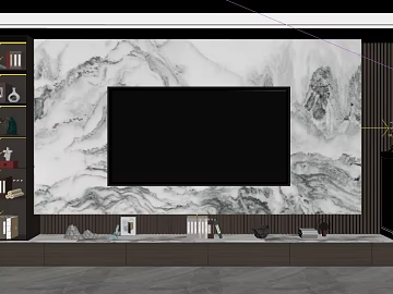 New Chinese style gray white mountain marble TV background wall texture (ID:ffaeh746674)
